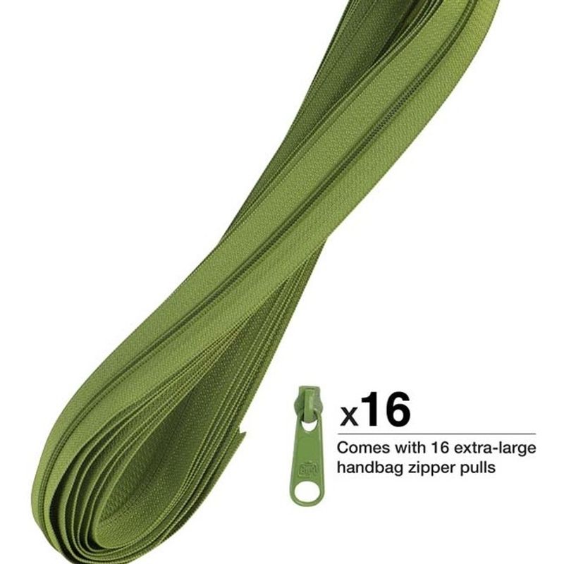 byAnnie - Glidelås ZIPYD 003 Olive - 6mm spiral med 16 glidere