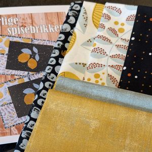 Syrlige spisebrikker - materialpakke nok til 4 brikker (orginalstoffer)