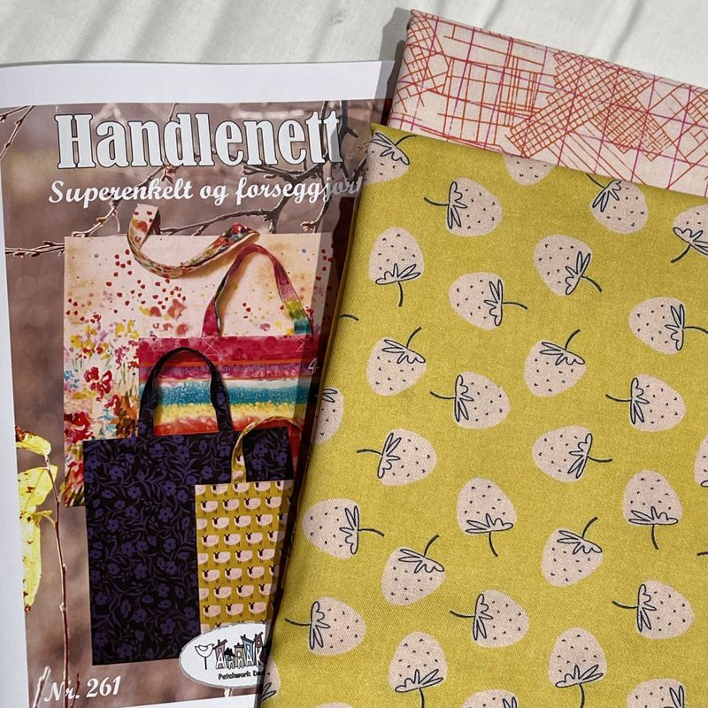 Handlenett - materialpakke med stoffer til 4 nett i ulike str